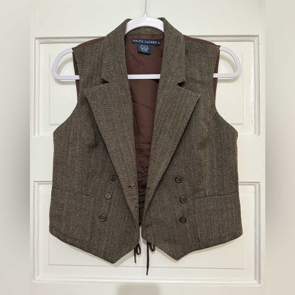 Ralph Lauren Women’s Tweed Vest Cropped Fall Size S/M